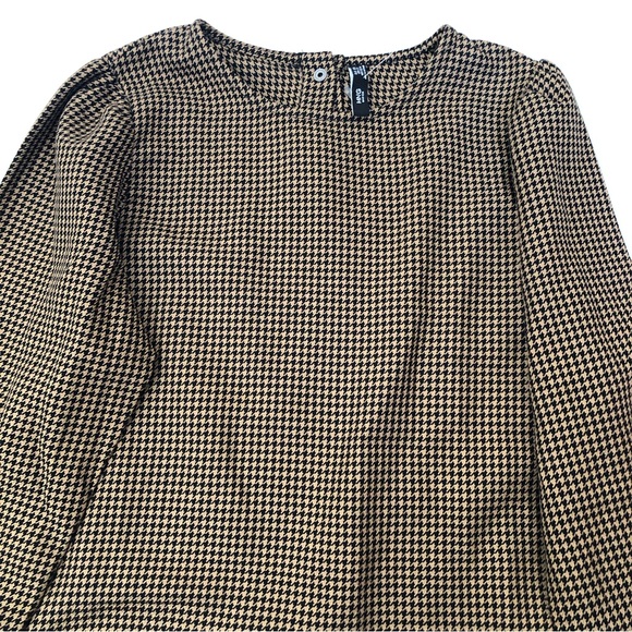 MNG By Mango Basics Houndstooth Blouse Size 2 Brown / Black - Picture 1 of 3